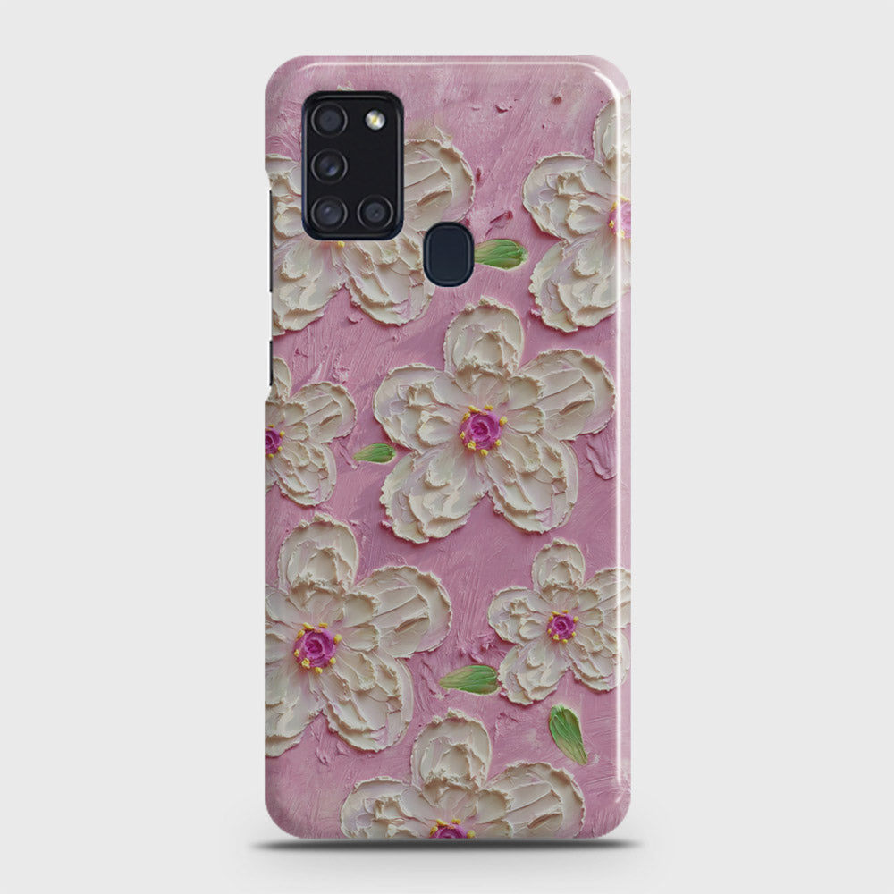 Samsung Galaxy A21s Cover - Floral Series - Design 5 - Pink & White - Matte Finish - Snap On Hard Case with LifeTime Colors Guarantee