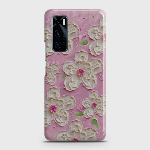 Vivo V20 SE Cover - Floral Series - Design 5 - Pink & White - Matte Finish - Snap On Hard Case with LifeTime Colors Guarantee