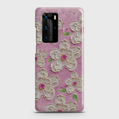 Huawei P40 Pro Cover - Floral Series - Design 5 - Pink & White - Matte Finish - Snap On Hard Case with LifeTime Colors Guarantee