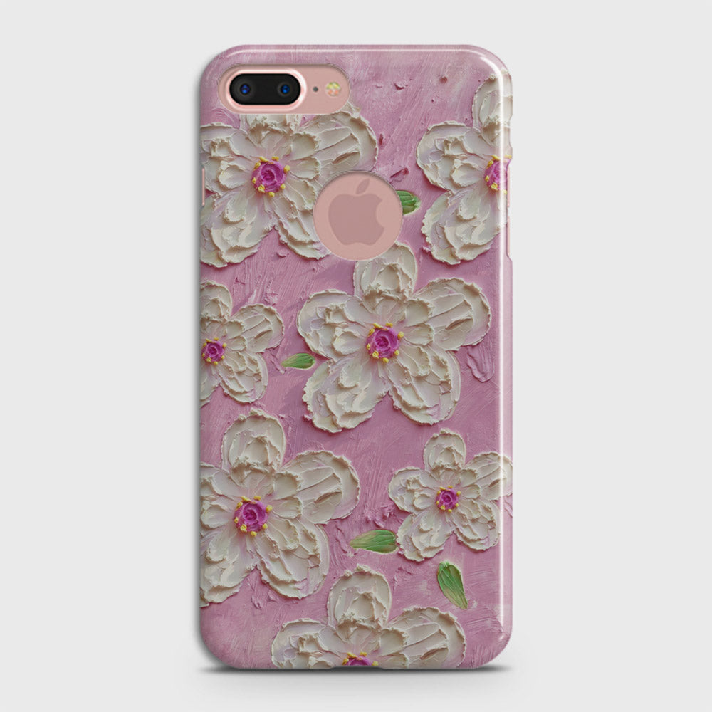 iPhone 8 / 7 Logo Cover - Floral Series - Design 5 - Pink & White - Matte Finish - Snap On Hard Case with LifeTime Colors Guarantee