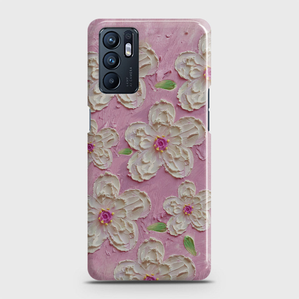 Oppo Reno 6 Cover - Floral Series - Design 5 - Pink & White - Matte Finish - Snap On Hard Case with LifeTime Colors Guarantee