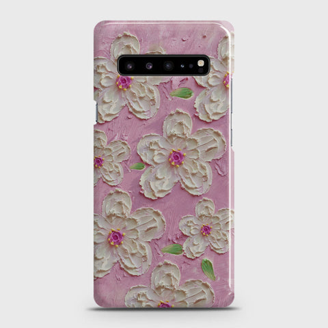 Samsung Galaxy S10 5G Cover - Floral Series - Design 5 - Pink & White - Matte Finish - Snap On Hard Case with LifeTime Colors Guarantee