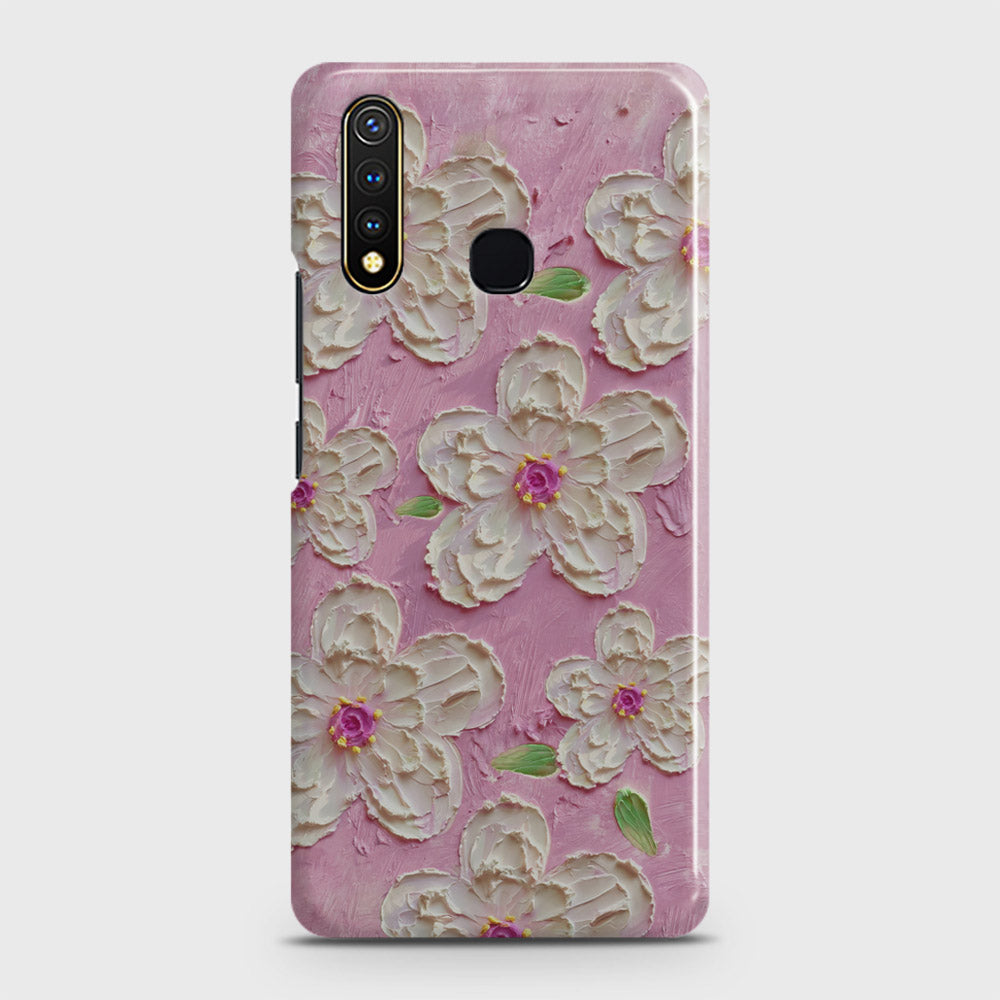 Vivo Y19 Cover - Floral Series - Design 5 - Pink & White - Matte Finish - Snap On Hard Case with LifeTime Colors Guarantee