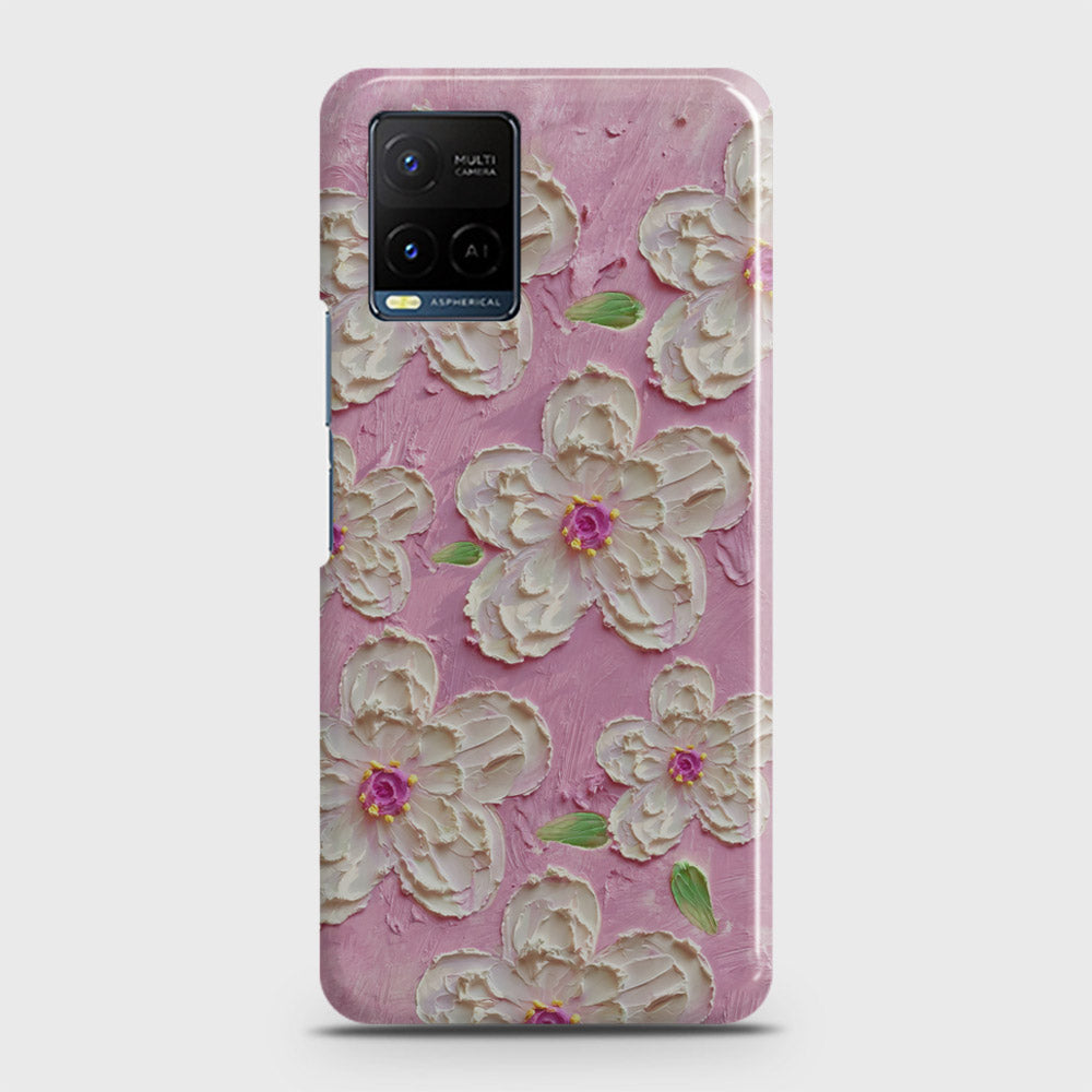 Vivo Y21e Cover - Floral Series - Design 5 - Pink & White - Matte Finish - Snap On Hard Case with LifeTime Colors Guarantee