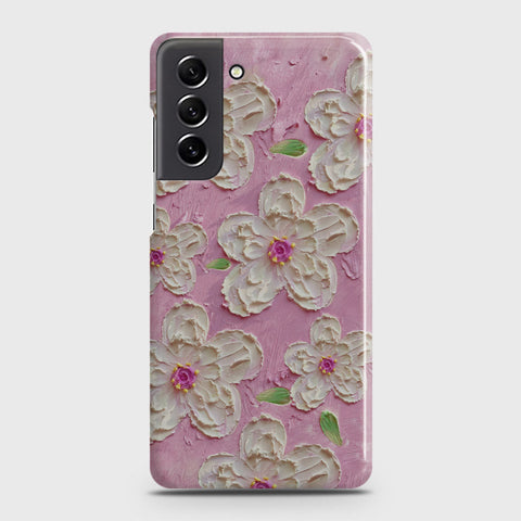 Samsung Galaxy S21 FE 5G Cover - Floral Series - Design 5 - Pink & White - Matte Finish - Snap On Hard Case with LifeTime Colors Guarantee