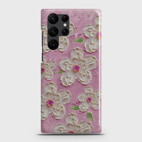 Samsung Galaxy S22 Ultra 5G Cover - Floral Series - Design 5 - Pink & White - Matte Finish - Snap On Hard Case with LifeTime Colors Guarantee