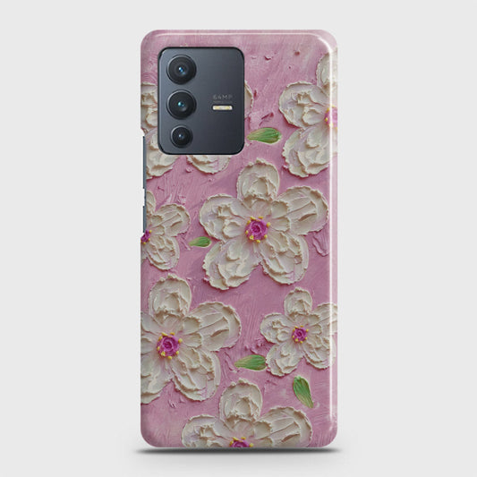 Vivo V23 5G Cover - Floral Series - Design 5 - Pink & White - Matte Finish - Snap On Hard Case with LifeTime Colors Guarantee