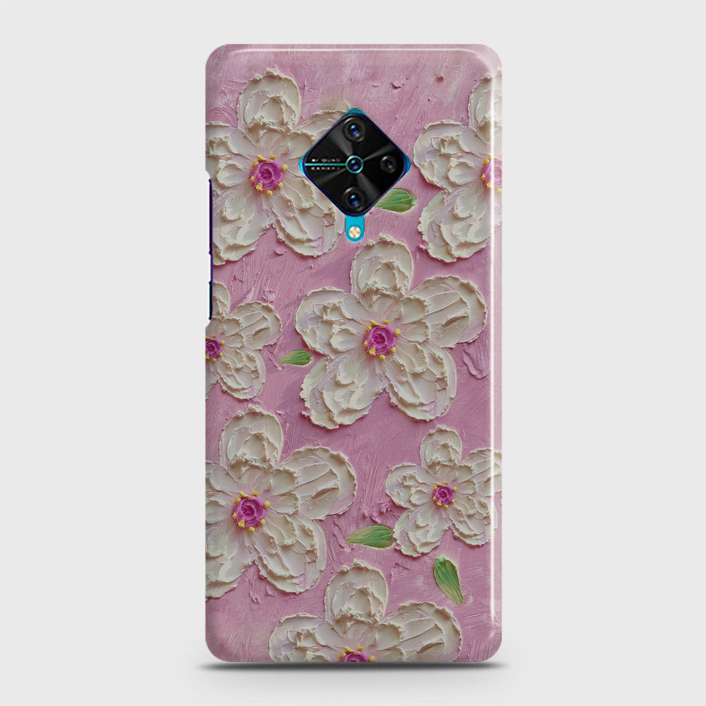 Vivo S1 Pro  Cover - Floral Series - Design 5 - Pink & White - Matte Finish - Snap On Hard Case with LifeTime Colors Guarantee