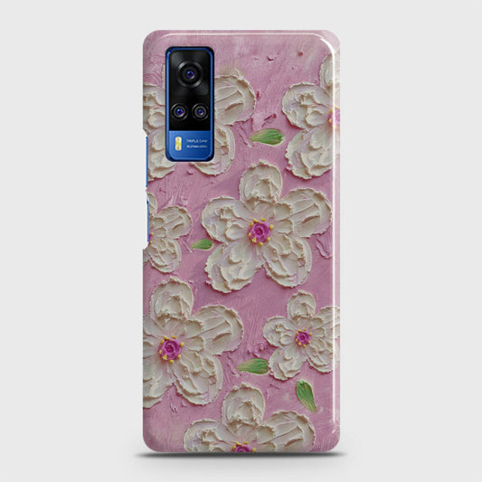 Vivo Y33  Cover - Floral Series - Design 5 - Pink & White - Matte Finish - Snap On Hard Case with LifeTime Colors Guarantee