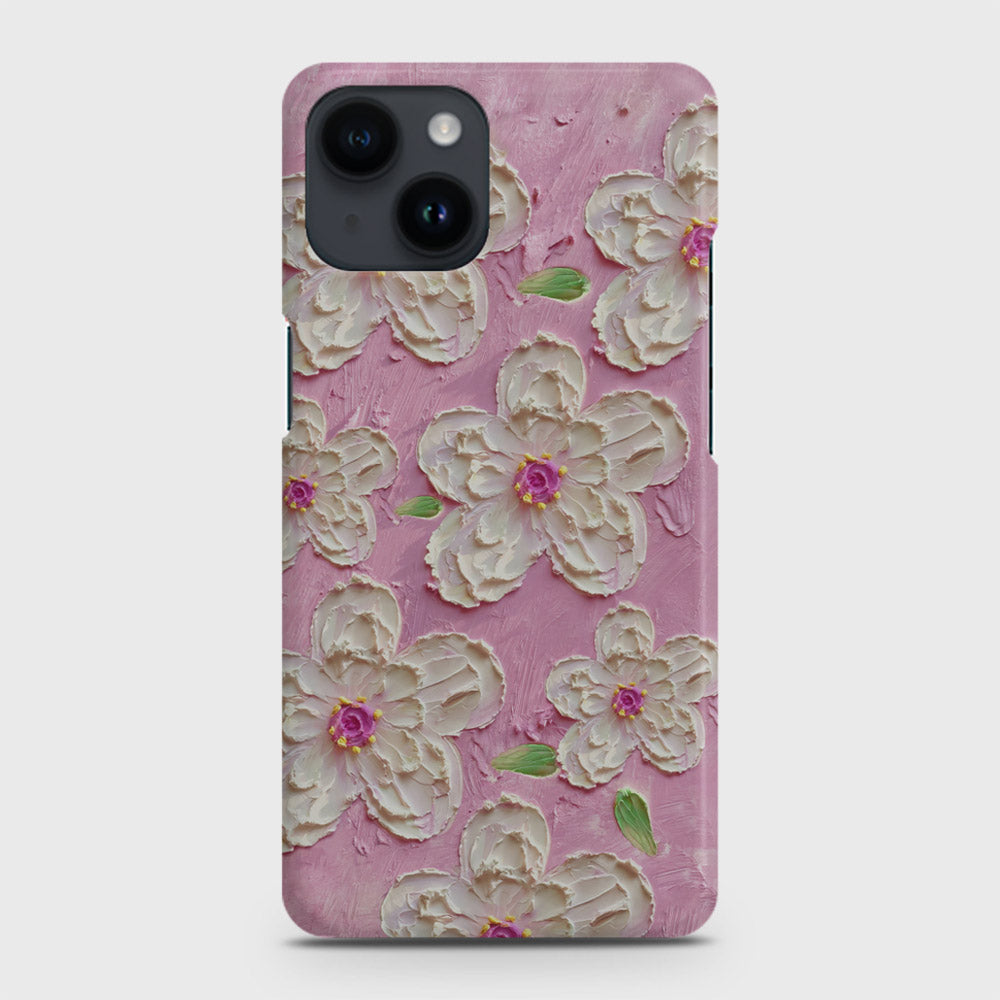 iPhone 14 Cover - Floral Series - Design 5 - Pink & White - Matte Finish - Snap On Hard Case with LifeTime Colors Guarantee