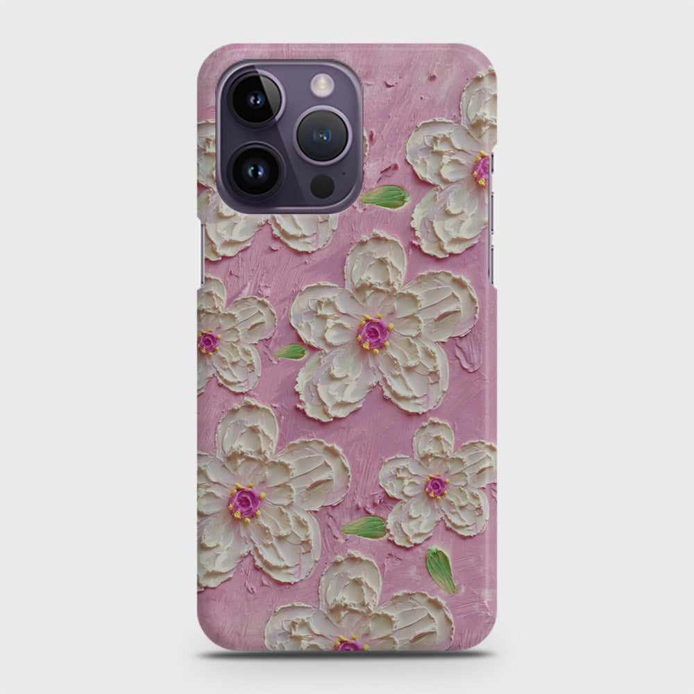 iPhone 14 Pro Max Cover - Floral Series - Design 5 - Pink & White - Matte Finish - Snap On Hard Case with LifeTime Colors Guarantee