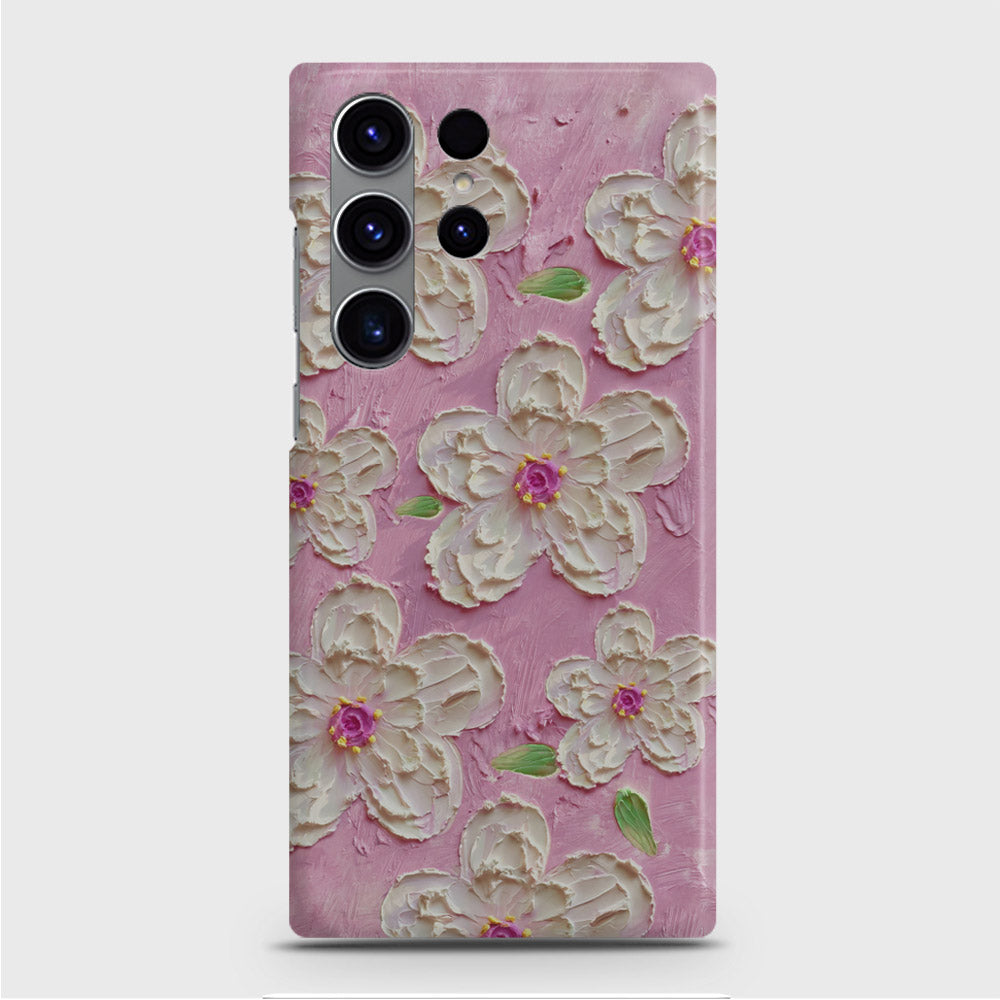 Samsung Galaxy S23 Ultra Cover - Floral Series - Design 5 - Pink & White - Matte Finish - Snap On Hard Case with LifeTime Colors Guarantee