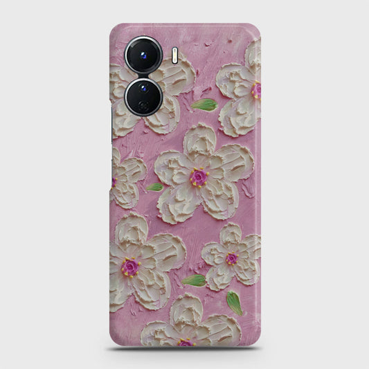 Vivo Y16 Cover - Floral Series - Design 5 - Pink & White - Matte Finish - Snap On Hard Case with LifeTime Colors Guarantee