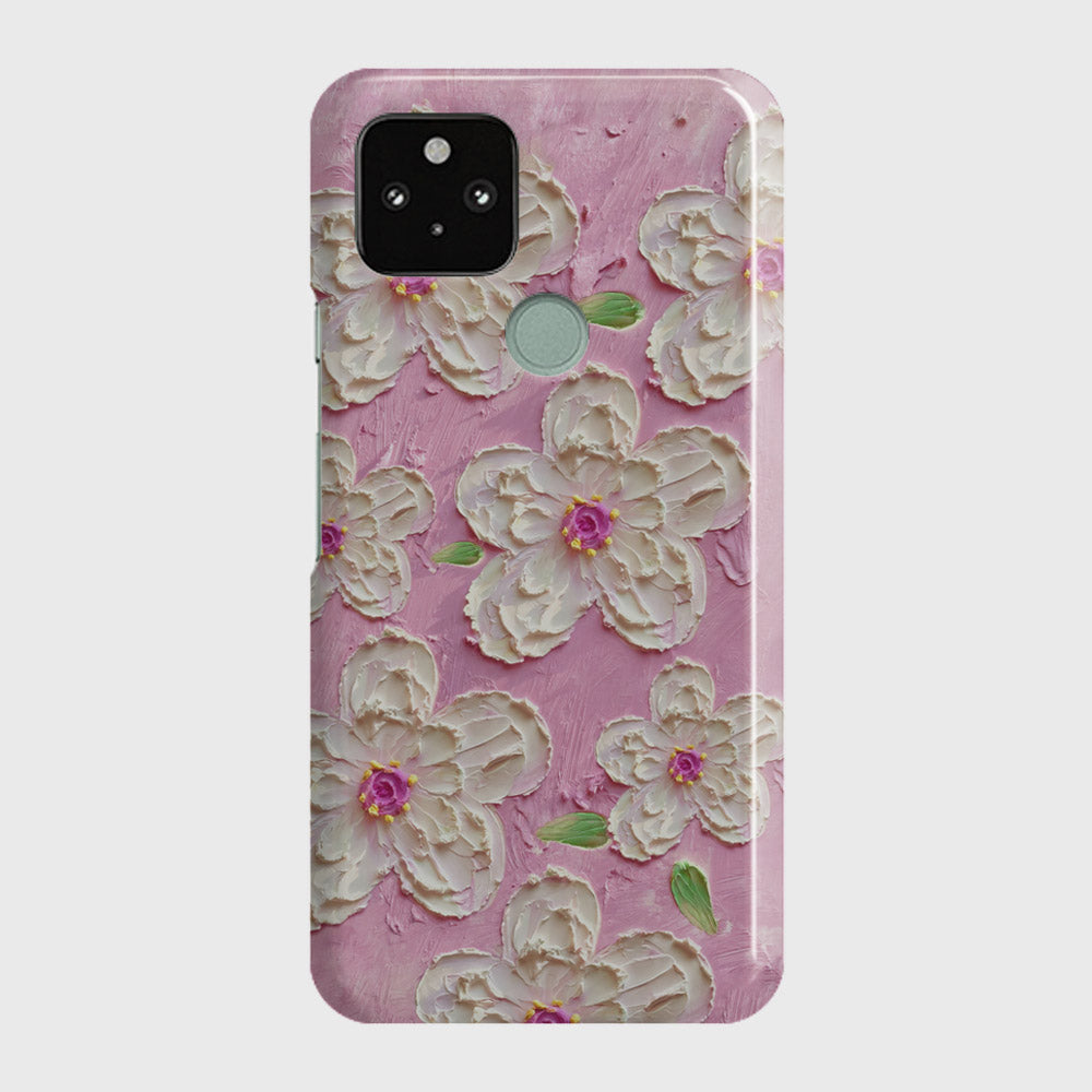 Google Pixel 5 XL Cover - Floral Series - Design 5 - Pink & White - Matte Finish - Snap On Hard Case with LifeTime Colors Guarantee