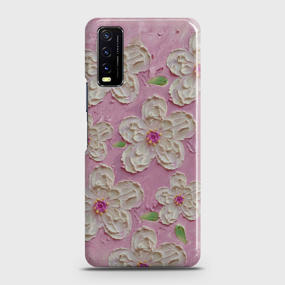 Vivo Y20T  Cover - Floral Series - Design 5 - Pink & White - Matte Finish - Snap On Hard Case with LifeTime Colors Guarantee