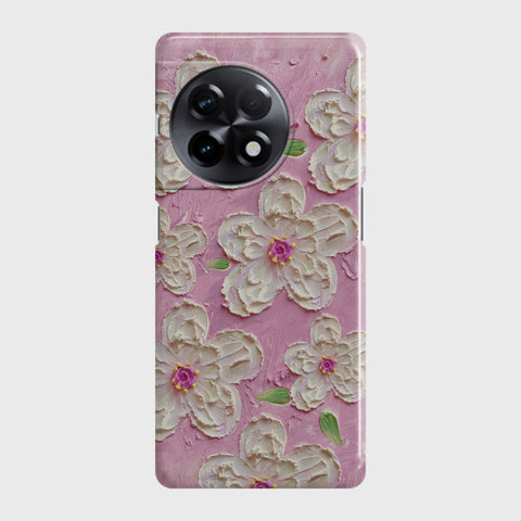 OnePlus 11R Cover - Floral Series - Design 5 - Pink & White - Matte Finish - Snap On Hard Case with LifeTime Colors Guarantee