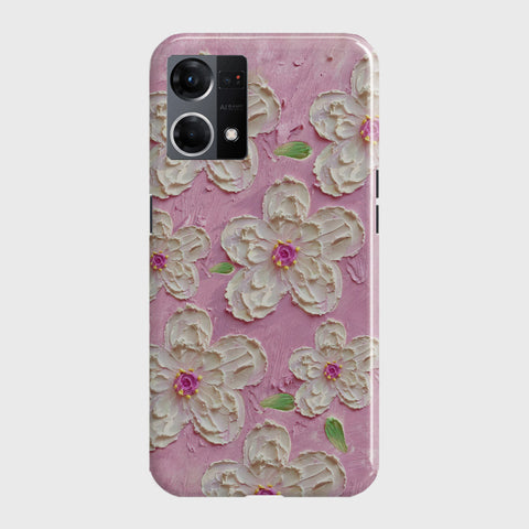 Oppo F21 Pro 4G Cover - Floral Series - Design 5 - Pink & White - Matte Finish - Snap On Hard Case with LifeTime Colors Guarantee