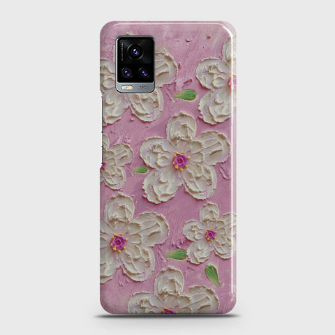 Vivo V20  Cover - Floral Series - Design 5 - Pink & White - Matte Finish - Snap On Hard Case with LifeTime Colors Guarantee