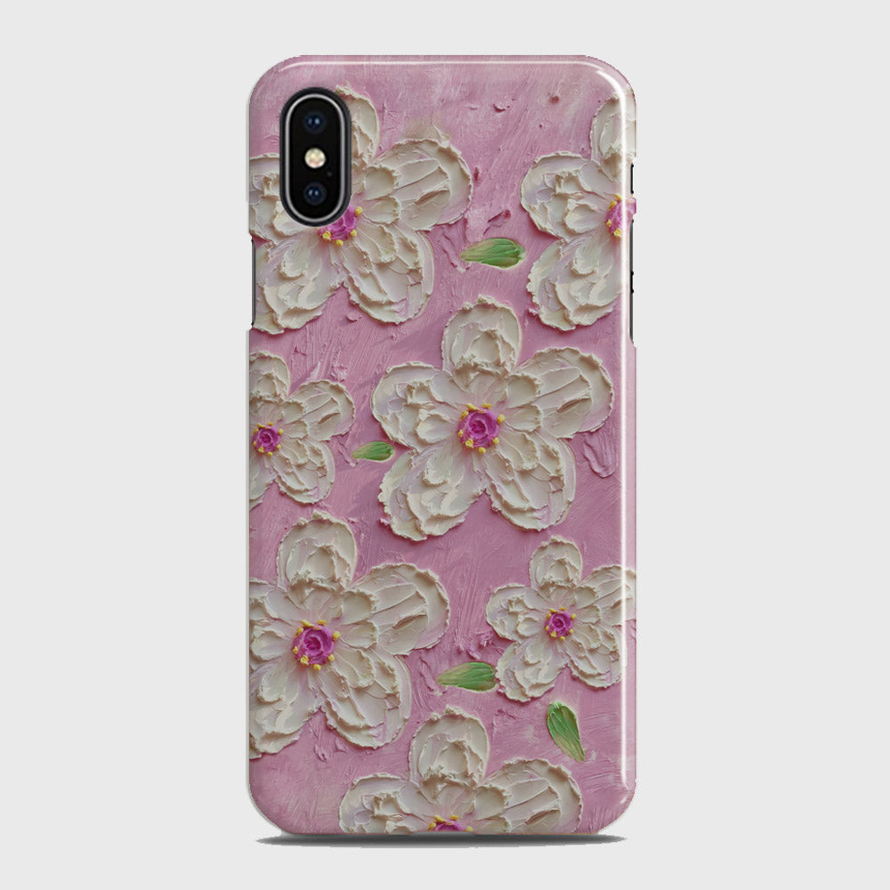 iPhone X Cover - Floral Series - Design 5 - Pink & White - Matte Finish - Snap On Hard Case with LifeTime Colors Guarantee