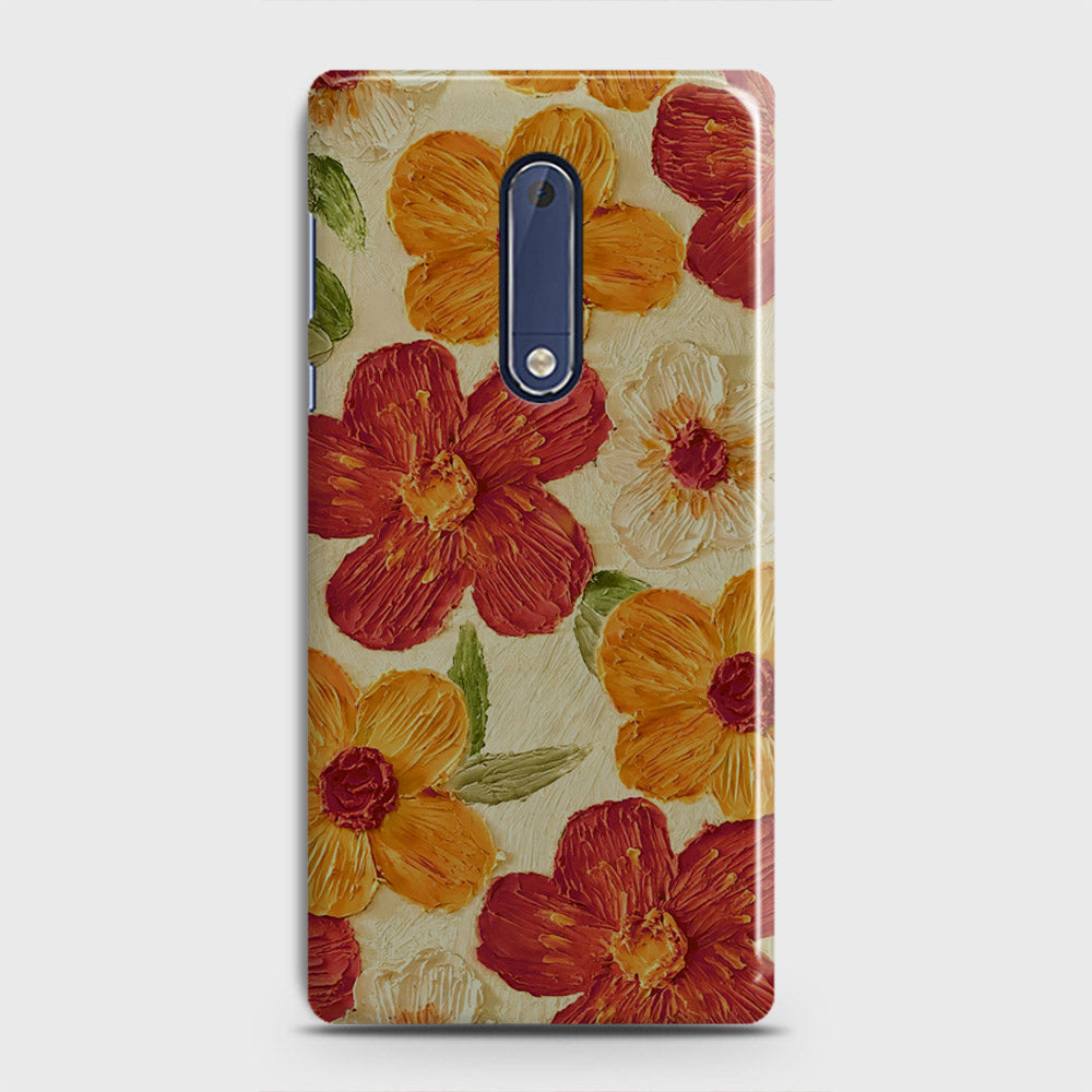 Nokia 5 Cover - Floral Series - Design 6 - Red & Orange - Matte Finish - Snap On Hard Case with LifeTime Colors Guarantee