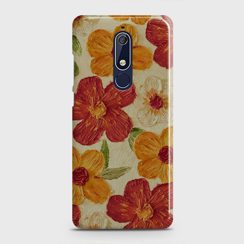 Nokia 5.1 Cover - Floral Series - Design 6 - Red & Orange - Matte Finish - Snap On Hard Case with LifeTime Colors Guarantee