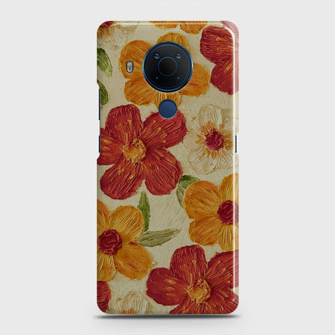 Nokia 5.4 Cover - Floral Series - Design 6 - Red & Orange - Matte Finish - Snap On Hard Case with LifeTime Colors Guarantee