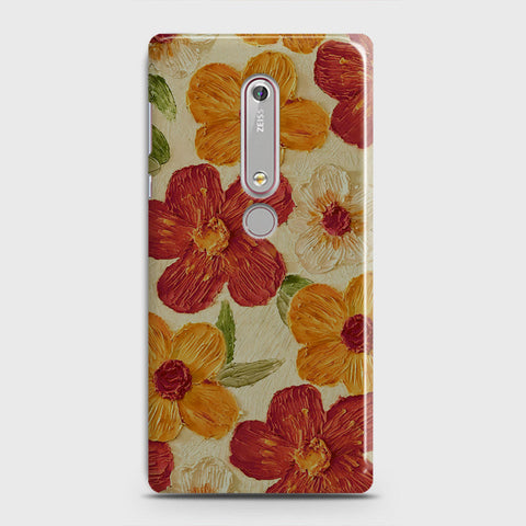 Nokia 6.1 Cover - Floral Series - Design 6 - Red & Orange - Matte Finish - Snap On Hard Case with LifeTime Colors Guarantee