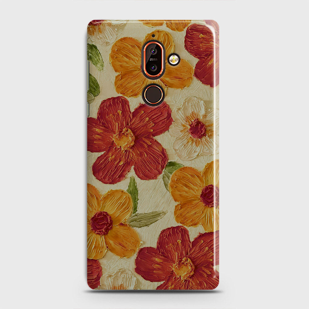 Nokia 7 Plus Cover - Floral Series - Design 6 - Red & Orange - Matte Finish - Snap On Hard Case with LifeTime Colors Guarantee