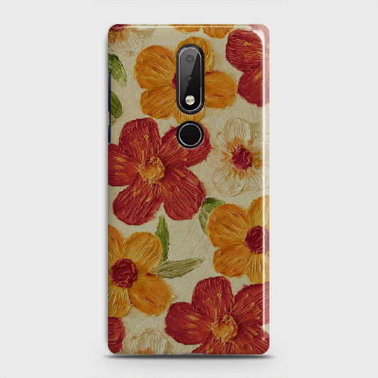 Nokia 7.1 Cover - Floral Series - Design 6 - Red & Orange - Matte Finish - Snap On Hard Case with LifeTime Colors Guarantee