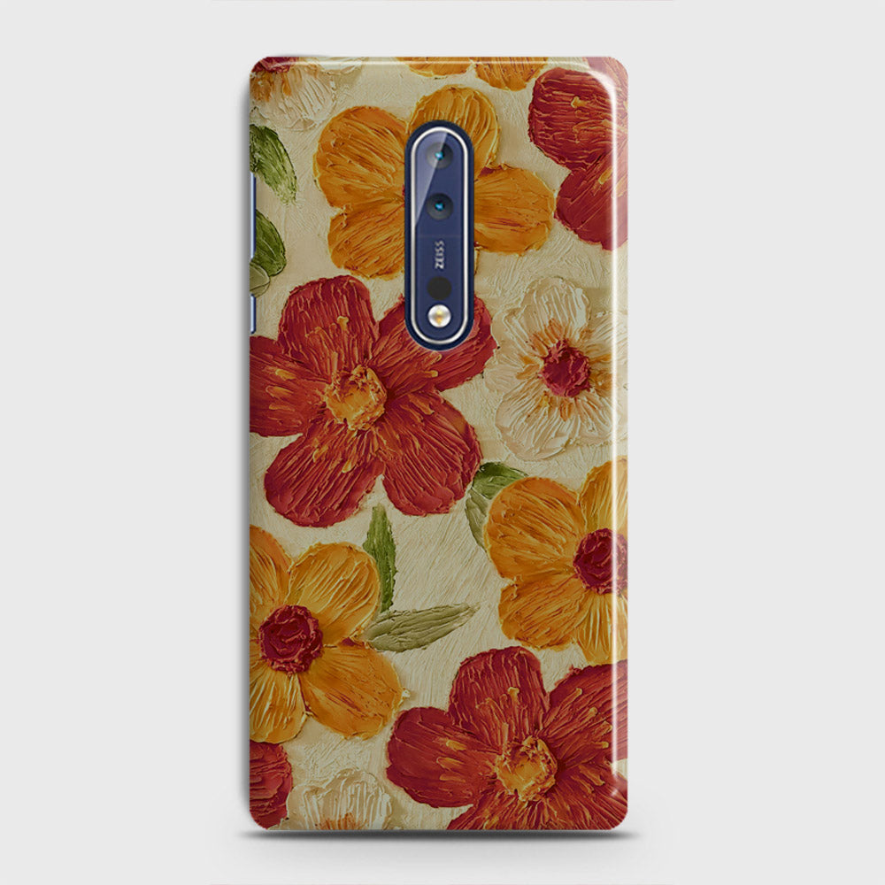 Nokia 8 Cover - Floral Series - Design 6 - Red & Orange - Matte Finish - Snap On Hard Case with LifeTime Colors Guarantee