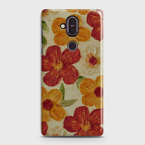 Nokia 8.1 Cover - Floral Series - Design 6 - Red & Orange - Matte Finish - Snap On Hard Case with LifeTime Colors Guarantee