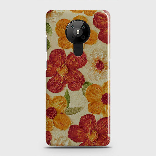 Nokia 5.3  Cover - Floral Series - Design 6 - Red & Orange - Matte Finish - Snap On Hard Case with LifeTime Colors Guarantee