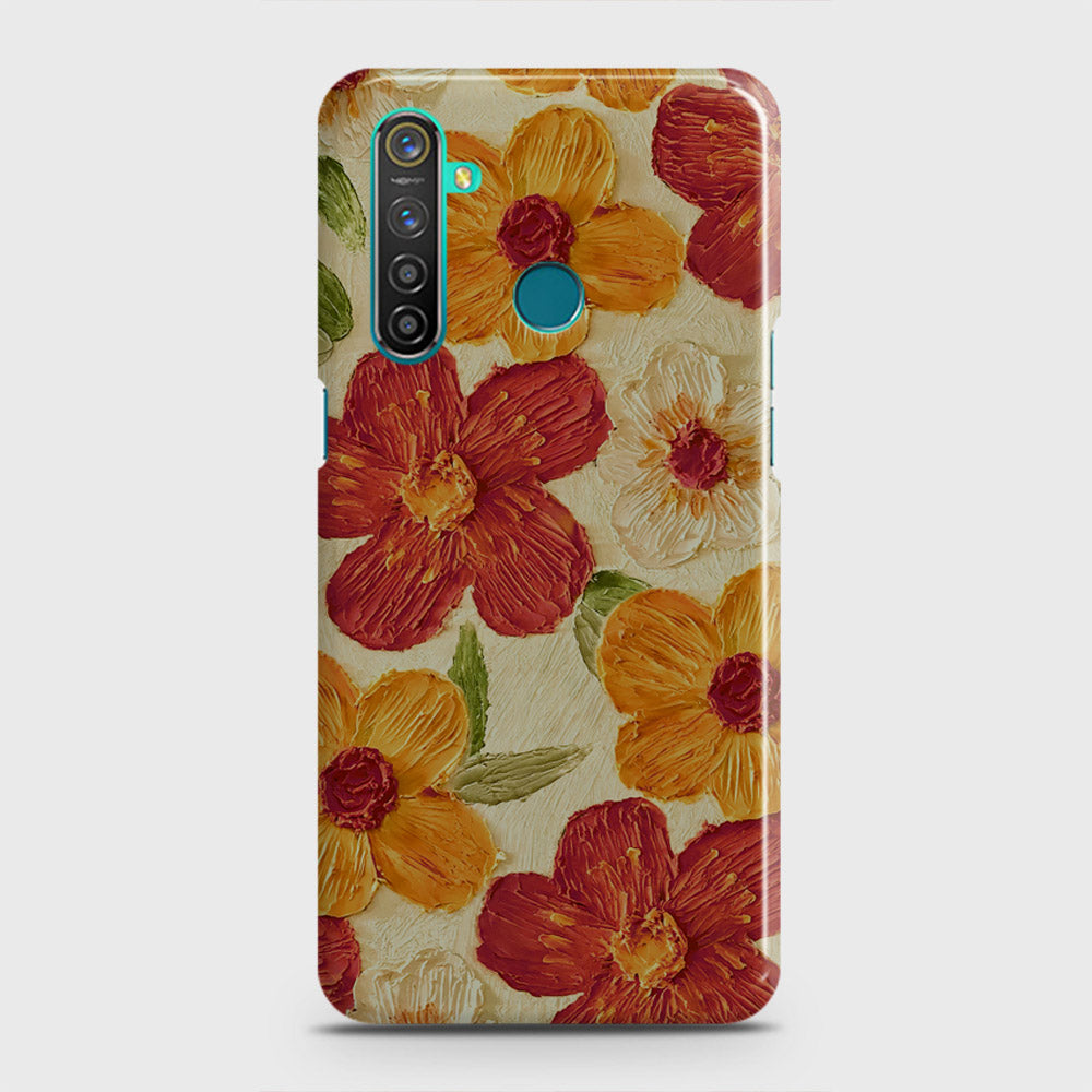 Realme 5 Cover - Floral Series - Design 6 - Red & Orange - Matte Finish - Snap On Hard Case with LifeTime Colors Guarantee