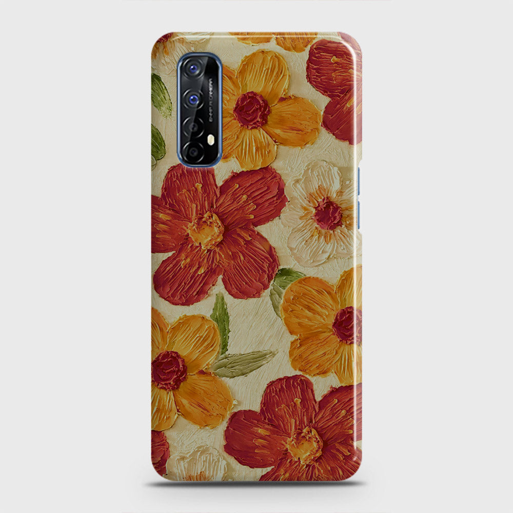 Realme 7 Cover - Floral Series - Design 6 - Red & Orange - Matte Finish - Snap On Hard Case with LifeTime Colors Guarantee