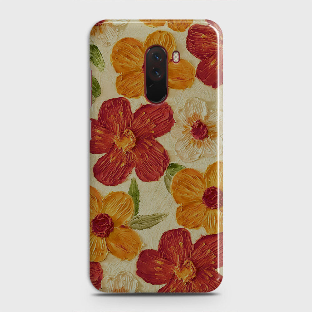 Xiaomi Pocophone F1  Cover - Floral Series - Design 6 - Red & Orange - Matte Finish - Snap On Hard Case with LifeTime Colors Guarantee