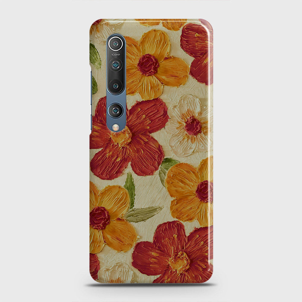 Xiaomi Mi 10 Cover - Floral Series - Design 6 - Red & Orange - Matte Finish - Snap On Hard Case with LifeTime Colors Guarantee