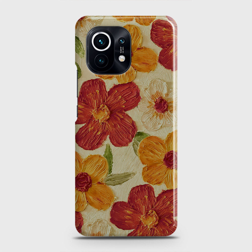 Xiaomi Mi 11 Cover - Floral Series - Design 6 - Red & Orange - Matte Finish - Snap On Hard Case with LifeTime Colors Guarantee