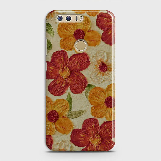 Huawei Honor 8 Cover - Floral Series - Design 6 - Red & Orange - Matte Finish - Snap On Hard Case with LifeTime Colors Guarantee