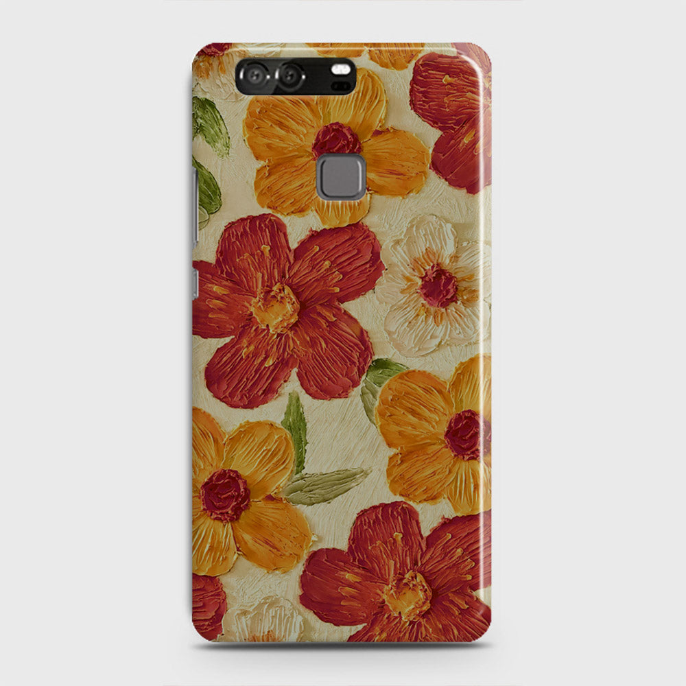 Huawei P9 Cover - Floral Series - Design 6 - Red & Orange - Matte Finish - Snap On Hard Case with LifeTime Colors Guarantee