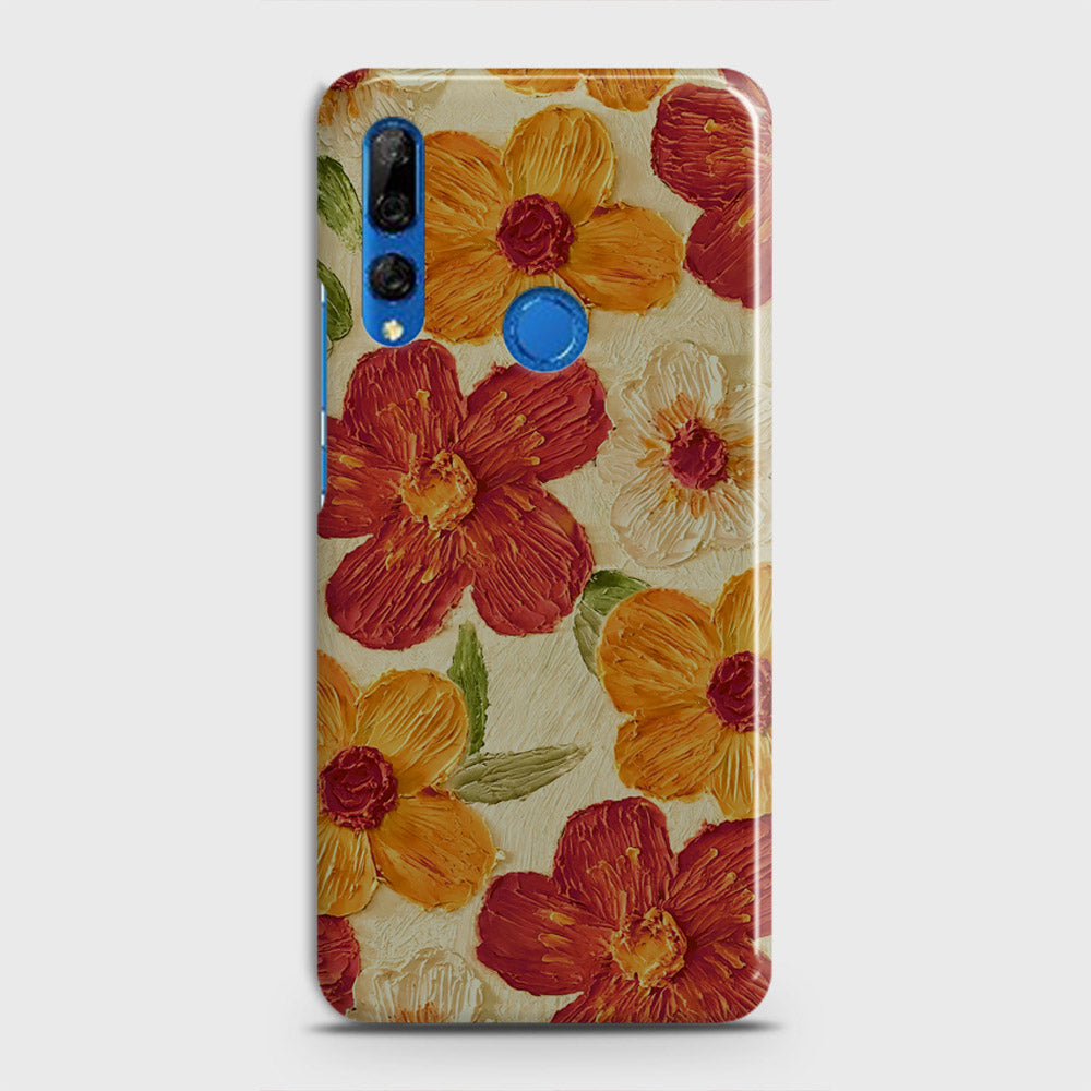 Huawei Y9 Prime 2019 Cover - Floral Series - Design 6 - Red & Orange - Matte Finish - Snap On Hard Case with LifeTime Colors Guarantee