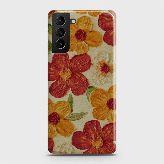 Samsung Galaxy S21 5G Cover - Floral Series - Design 6 - Red & Orange - Matte Finish - Snap On Hard Case with LifeTime Colors Guarantee