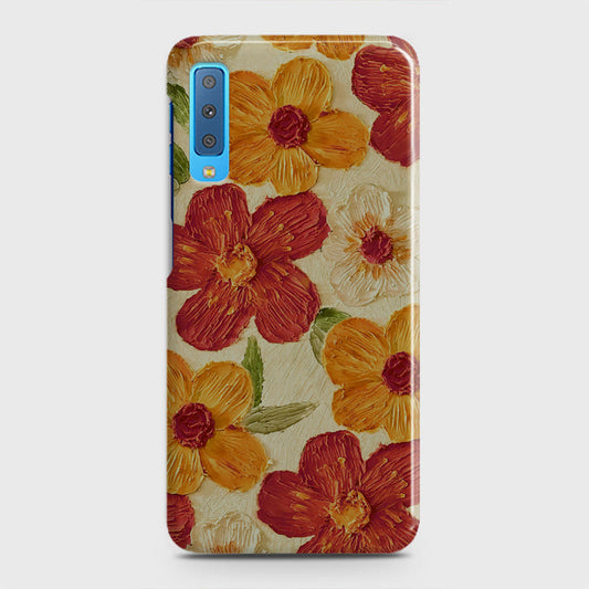 Samsung Galaxy A7 2018 Cover - Floral Series - Design 6 - Red & Orange - Matte Finish - Snap On Hard Case with LifeTime Colors Guarantee