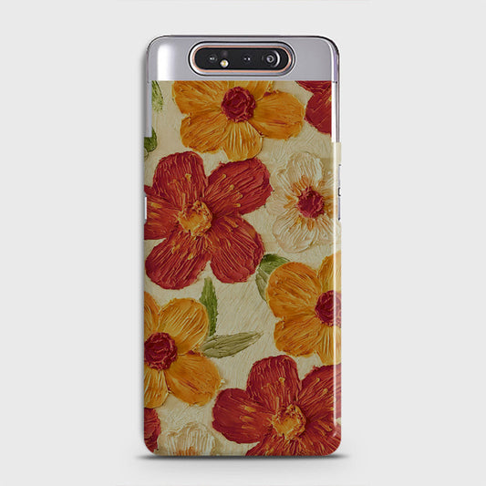 Samsung Galaxy A80 Cover - Floral Series - Design 6 - Red & Orange - Matte Finish - Snap On Hard Case with LifeTime Colors Guarantee