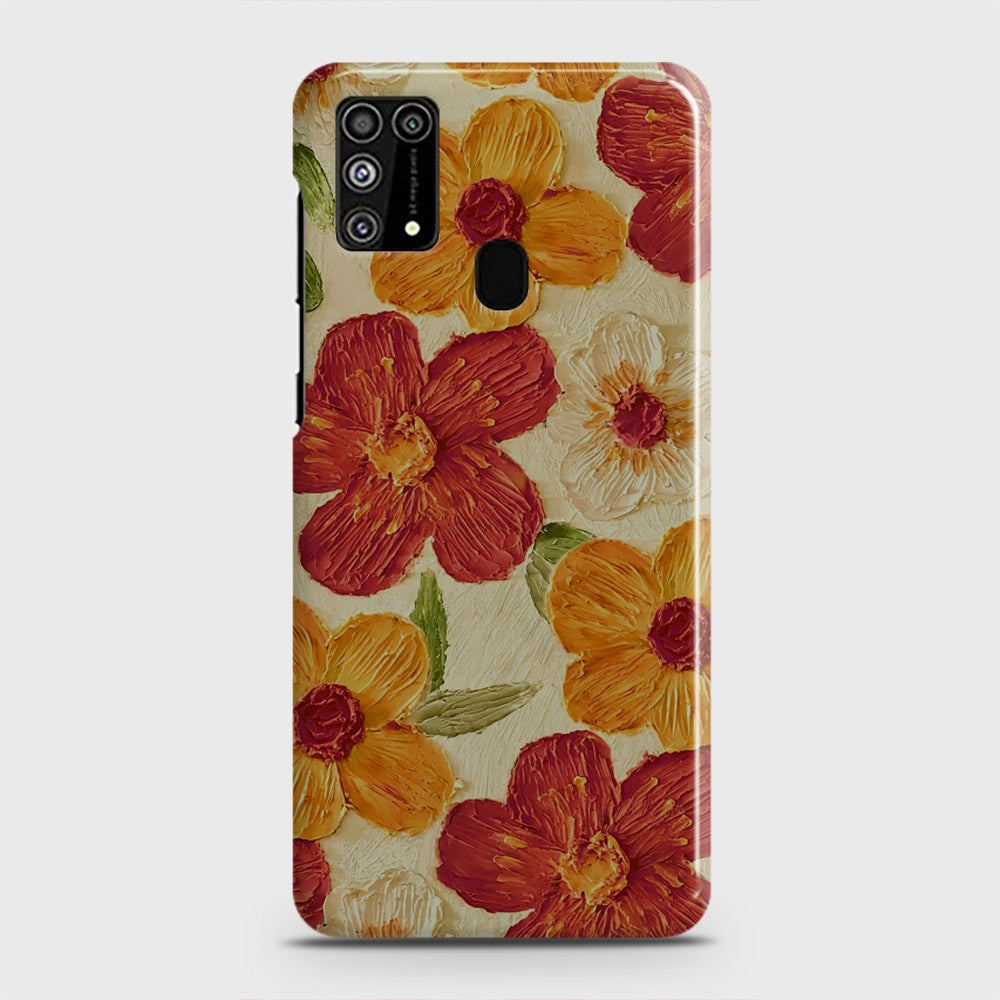 Samsung Galaxy M31 Cover - Floral Series - Design 6 - Red & Orange - Matte Finish - Snap On Hard Case with LifeTime Colors Guarantee