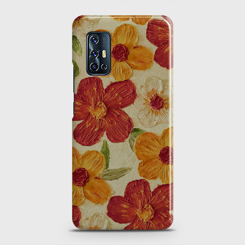 Vivo V17 Cover - Floral Series - Design 6 - Red & Orange - Matte Finish - Snap On Hard Case with LifeTime Colors Guarantee