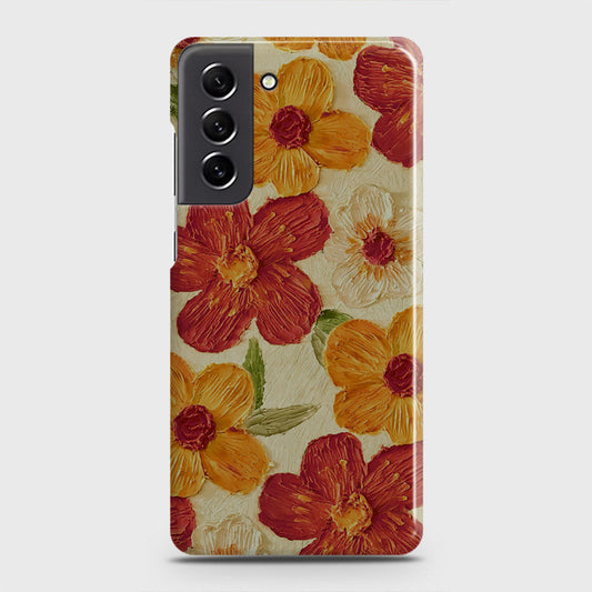 Samsung Galaxy S21 FE 5G Cover - Floral Series - Design 6 - Red & Orange - Matte Finish - Snap On Hard Case with LifeTime Colors Guarantee