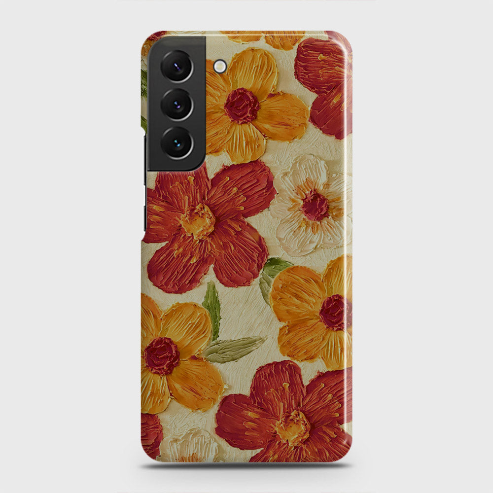 Samsung Galaxy S22 5G Cover - Floral Series - Design 6 - Red & Orange - Matte Finish - Snap On Hard Case with LifeTime Colors Guarantee