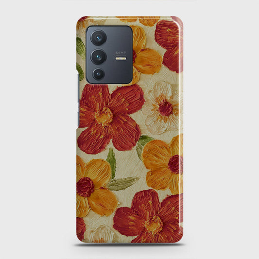 Vivo V23 5G Cover - Floral Series - Design 6 - Red & Orange - Matte Finish - Snap On Hard Case with LifeTime Colors Guarantee (Fast Delivery)