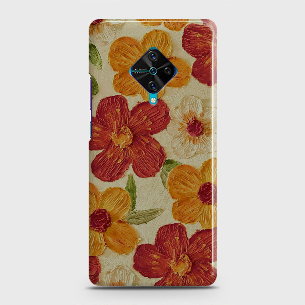 Vivo S1 Pro  Cover - Floral Series - Design 6 - Red & Orange - Matte Finish - Snap On Hard Case with LifeTime Colors Guarantee