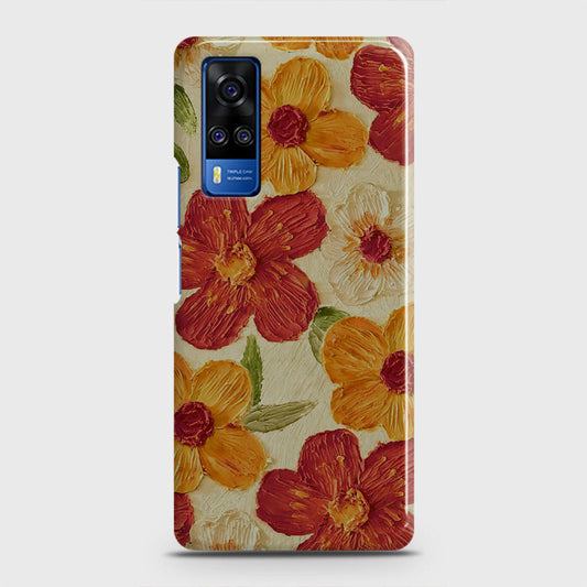 Vivo Y33  Cover - Floral Series - Design 6 - Red & Orange - Matte Finish - Snap On Hard Case with LifeTime Colors Guarantee